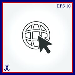 Go To Web .Globe and  cursor.Vector icon.