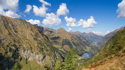 Idyllic mountain valley in austrian mountains on a beautiful summer day