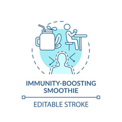 Immunity-boosting smoothie concept icon. Home beauty treatment idea thin line illustration. Nourishing drinks. Removing toxins from body. Vector isolated outline RGB color drawing. Editable stroke