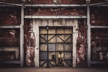 レンガの建物のとびら