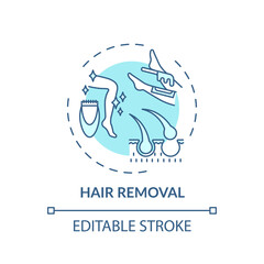 Fototapeta premium Hair removal concept icon. Home beauty procedure idea thin line illustration. Waxing, shaving and tweezing. Deliberate body hair removal. Vector isolated outline RGB color drawing. Editable stroke