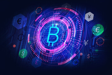 cryptocurrency exchange concept, bitcoin and reserve currency, bitcoin is payment in global economy market, electronic money exchange 