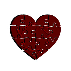 illustration of heart design puzzle with word love.