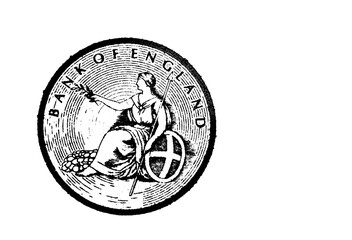 Bank of England sign cut on 20 Pound sterling banknote