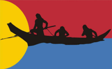 National flag of Cocos Keeling Islands. Patriotic sign in official country color and moon, star and...