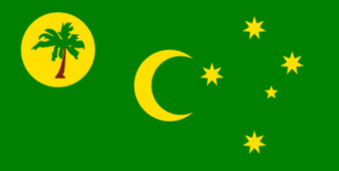 National flag of Cocos Keeling Islands. Patriotic sign in official country color and moon, star and...
