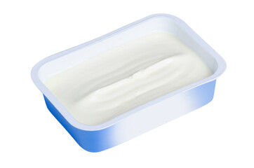 Cream cheese in pack on white background isolation