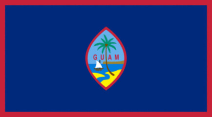 The flag of the United States territory of Guam was adopted on February 9, 1948. The territorial flag is dark blue with a narrow red border on all sides (border was a later addition). - obrazy, fototapety, plakaty