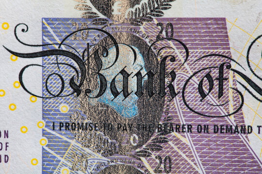 Closeup of 20 Pound sterling banknote