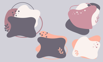 Vector logo design templates in simple minimal style - floral frame with copy space for text or letters - abstract background for social media posts and stories