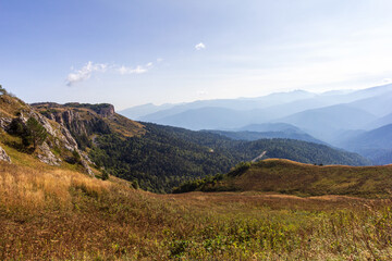 Naklejka premium Mountain landscape, autumn sketches from tourist routes, recreation places for citizens.
