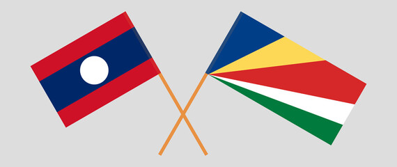 Crossed flags of Laos and Seychelles