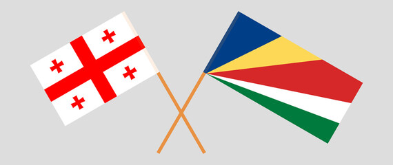 Crossed flags of Georgia and Seychelles