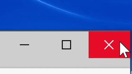 Mouse Cursor Slides Over And Closes Window Box on Web Page. Device Screen View of Cursor Clicking to Close Browser. Viewpoint Click X Top Right Over The Internet Network Website.