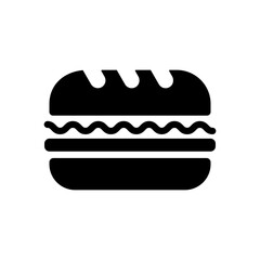 Subway Sandwich vector glyph icon. Fast food sign