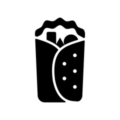 Burrito Wrap vector glyph icon. Fast food sign