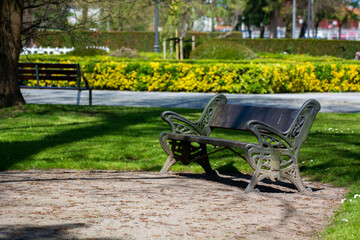 Metal bench in a park 1