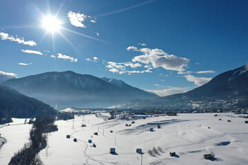Winterpanorama Imst Tirol - obrazy, fototapety, plakaty