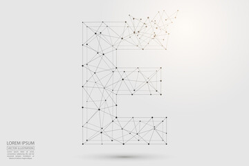 The destruction of the abstract font of English letters is made up of triangles, lines, points and connections. Vector illustration EPS 10.