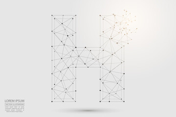 The destruction of the abstract font of English letters is made up of triangles, lines, points and connections. Vector illustration EPS 10.