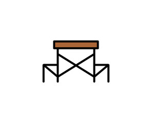Table line icon. Vector symbol in trendy flat style on white background. Travel sing for design.