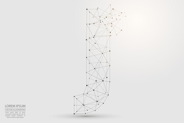 The destruction of the abstract font of English letters is made up of triangles, lines, points and connections. Vector illustration EPS 10.