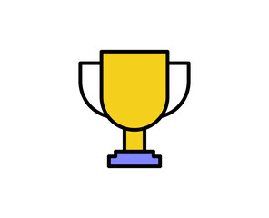 Winning cup flat icon. Thin line signs for design logo, visit card, etc. Single high-quality outline symbol for web design or mobile app. Business outline pictogram.