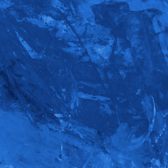 Modern contemporary acrylic background. Blue texture made with a palette knife. Abstract painting on paper. Mess on the canvas.