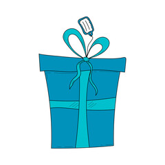 Gift box doodle icon. Vector stock illustration isolated on white background. Hand drawn sketch christmas, birthday party present box, gift, surprise.