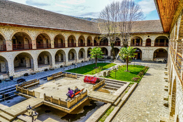 Azerbaijan, in the location of Sheki, the historical  Caravanserai. - obrazy, fototapety, plakaty