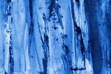 Modern contemporary acrylic background. Blue texture made with a palette knife. Abstract painting on paper. Mess on the canvas.