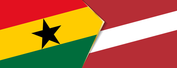 Ghana and Latvia flags, two vector flags.