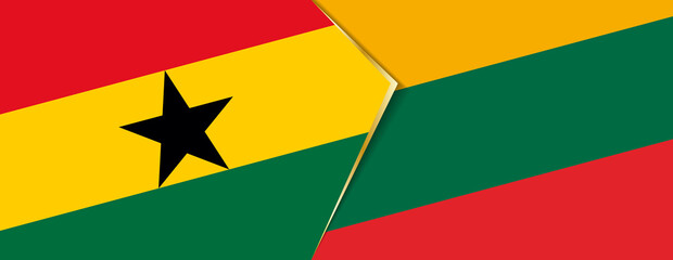 Ghana and Lithuania flags, two vector flags.