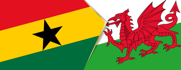 Ghana and Wales flags, two vector flags.