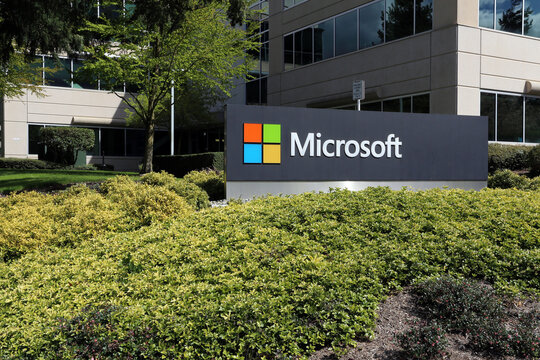 Redmond, WA, USA - April 15, 2017: The Microsoft headquarters campus in Redmond. Microsoft is one of the world&rsquo;s largest computer software, hardware and video gaming companies.
