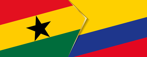 Ghana and Colombia flags, two vector flags.