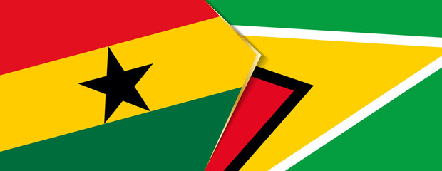 Ghana and Guyana flags, two vector flags.