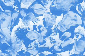 Modern contemporary acrylic background. Blue texture made with a palette knife. Abstract painting on paper. Mess on the canvas.