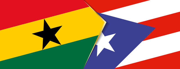 Fototapeta na wymiar Ghana and Puerto Rico flags, two vector flags.