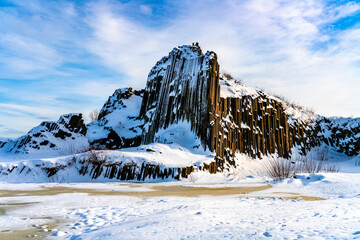 Rock organ pipes in winter time