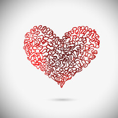 Heart made of doodles. Happy Valentine's Day. Vector illustration