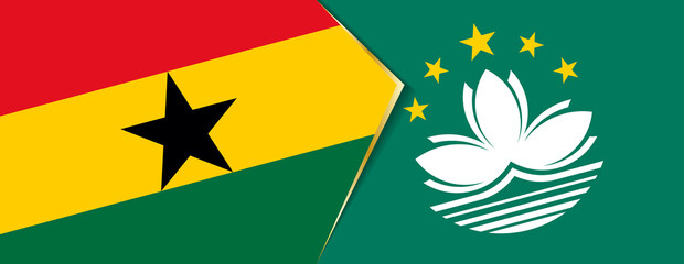 Fototapeta na wymiar Ghana and Macau flags, two vector flags.