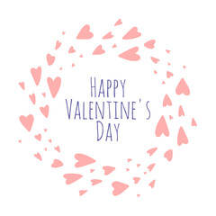 Happy Valentine's Day! Heart frame. Flat cartoon vector illustration