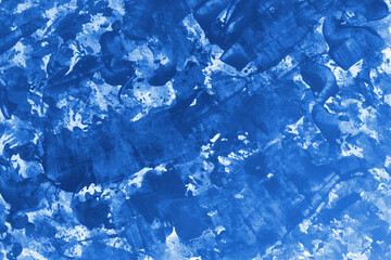 Modern contemporary acrylic background. Blue texture made with a palette knife. Abstract painting on paper. Mess on the canvas.
