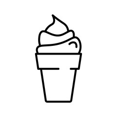 Ice cream in waffle flat icon. Pictogram for web. Line stroke. Isolated on white background. Vector eps10