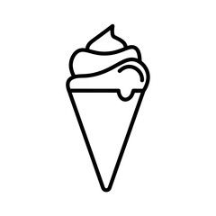 Ice cream in waffle flat icon. Pictogram for web. Line stroke. Isolated on white background. Vector eps10