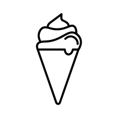 Ice cream in waffle flat icon. Pictogram for web. Line stroke. Isolated on white background. Vector eps10