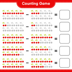 Counting game, count the number of Cherry and write the result. Educational children game, printable worksheet, vector illustration