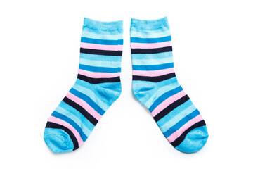 colored socks from thin jersey isolated on a white background.