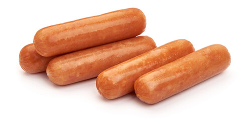 Boiled ham sausages, isolated on white background